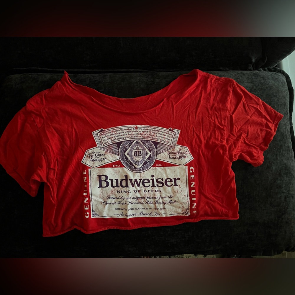 Budweiser Cropped Off The Shoulder T-Shirt